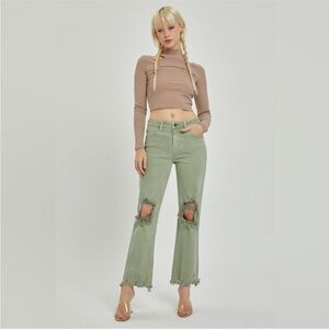 Distressed Green Women's Jeans